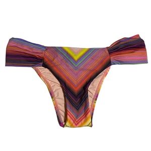 NEW PilyQ Fanned Side Colorful Chevron Striped Bikini Bottom Sz. S